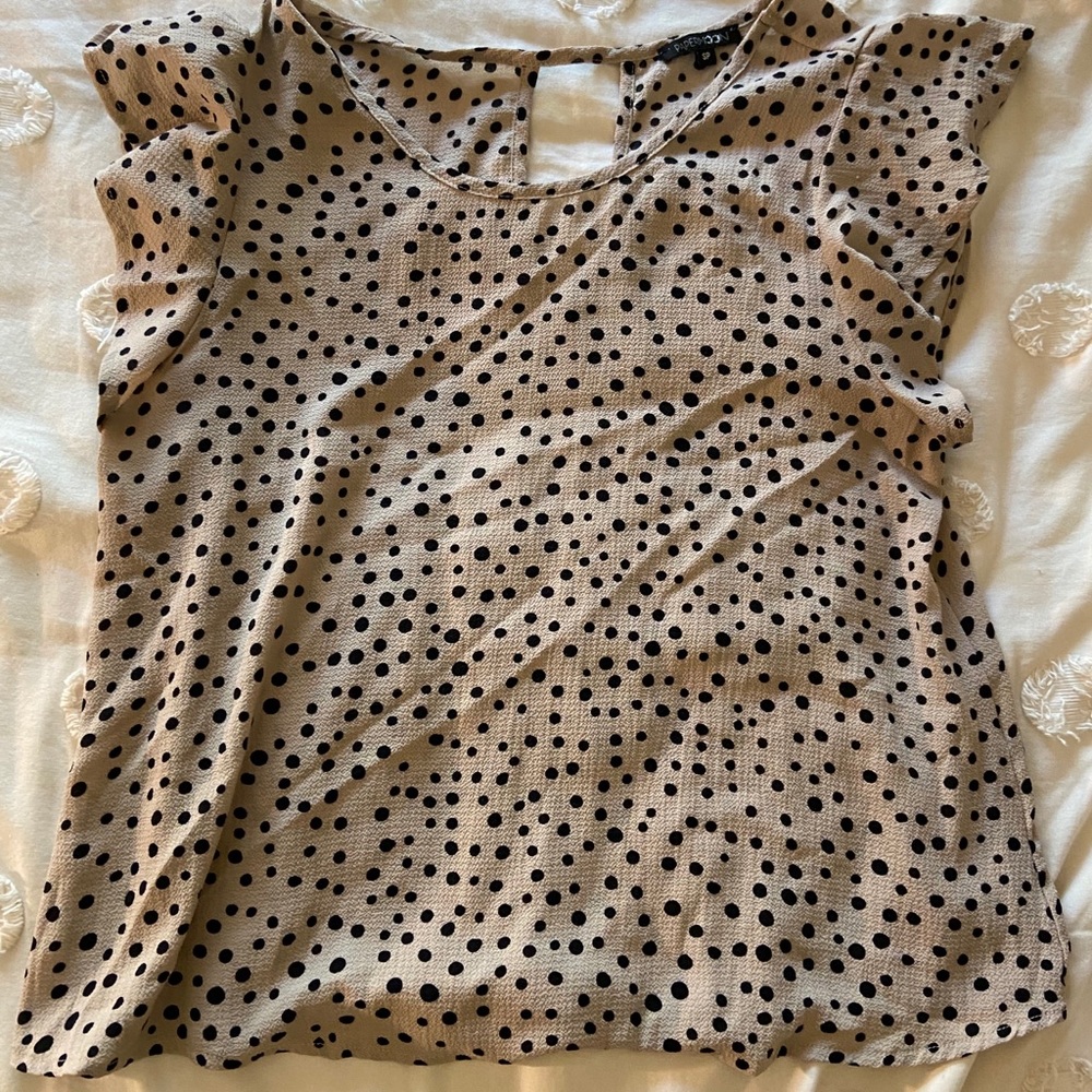 Women’s polka dot, short sleeve blouse
